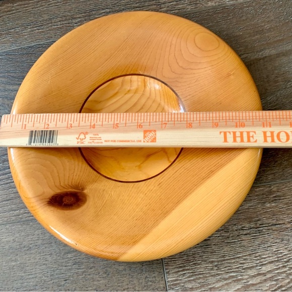 Vintage pine walnut wood mid century plate d 12 inch - Picture 2 of 12